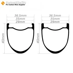 Premium 700C Gravel Carbon Rim - 40mm Depth 35mm Wide | Inner Wide 29mm Tubeless